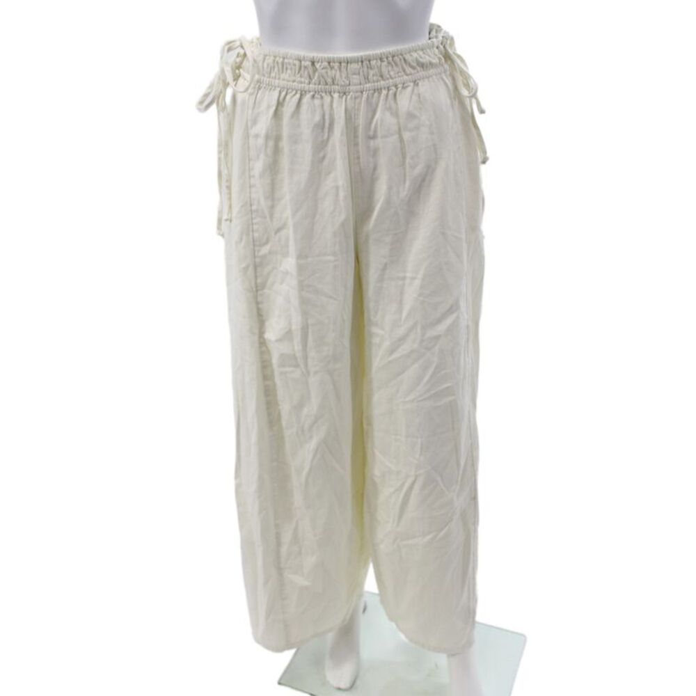 Free-est Women Harem Pants Ivory Cotton Drawstring Boho Size S